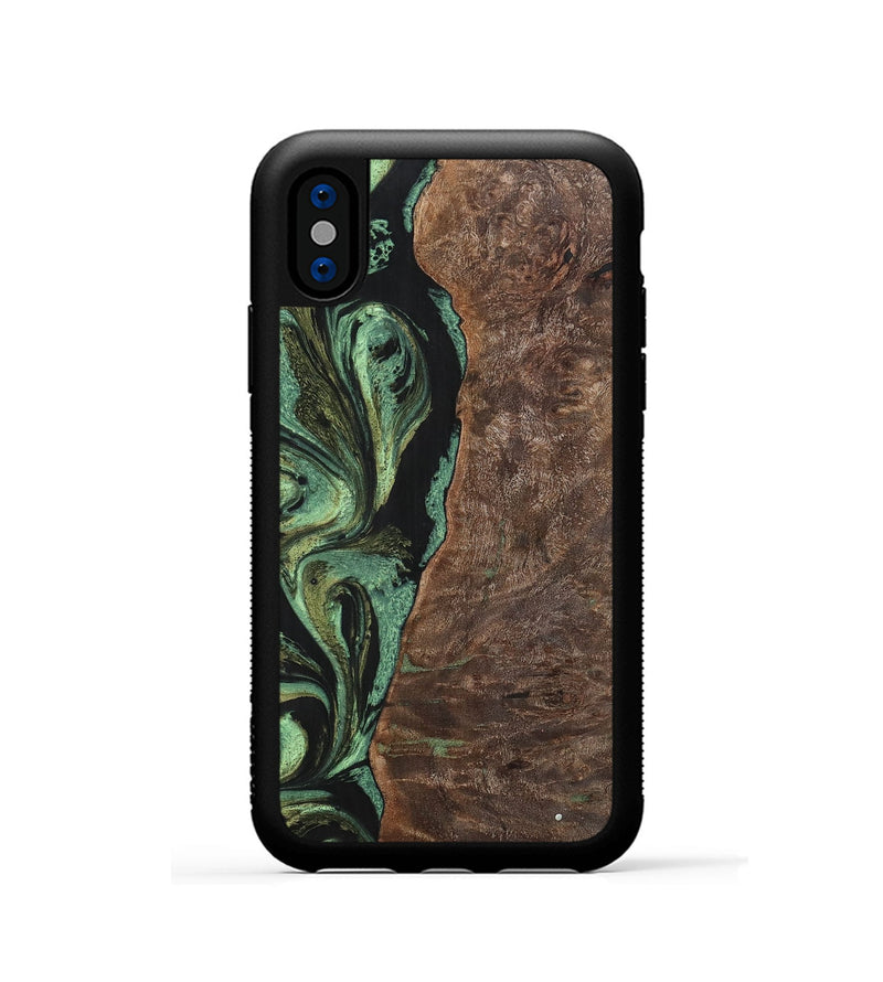 iPhone Xs Wood+Resin Phone Case - Doris (Green, 701760)