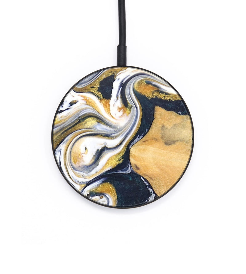 Circle Wood+Resin Wireless Charger - Noelle (Teal & Gold, 701764)