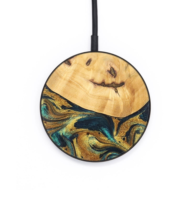 Circle Wood+Resin Wireless Charger - Devante (Teal & Gold, 701774)
