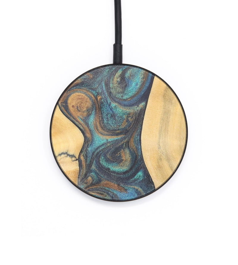 Circle Wood+Resin Wireless Charger - Brooks (Teal & Gold, 701907)