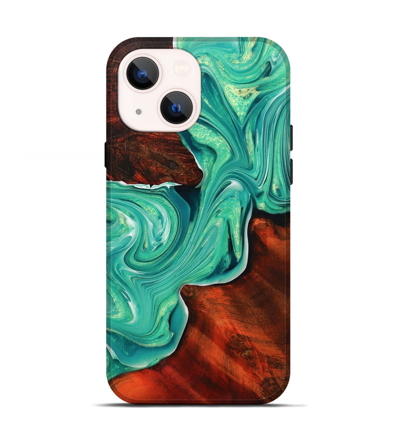 iPhone 13 Wood+Resin Live Edge Phone Case - Daleyza (Green, 702098)