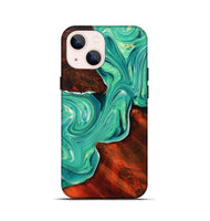 iPhone 13 mini Wood+Resin Live Edge Phone Case - Daleyza (Green, 702098)