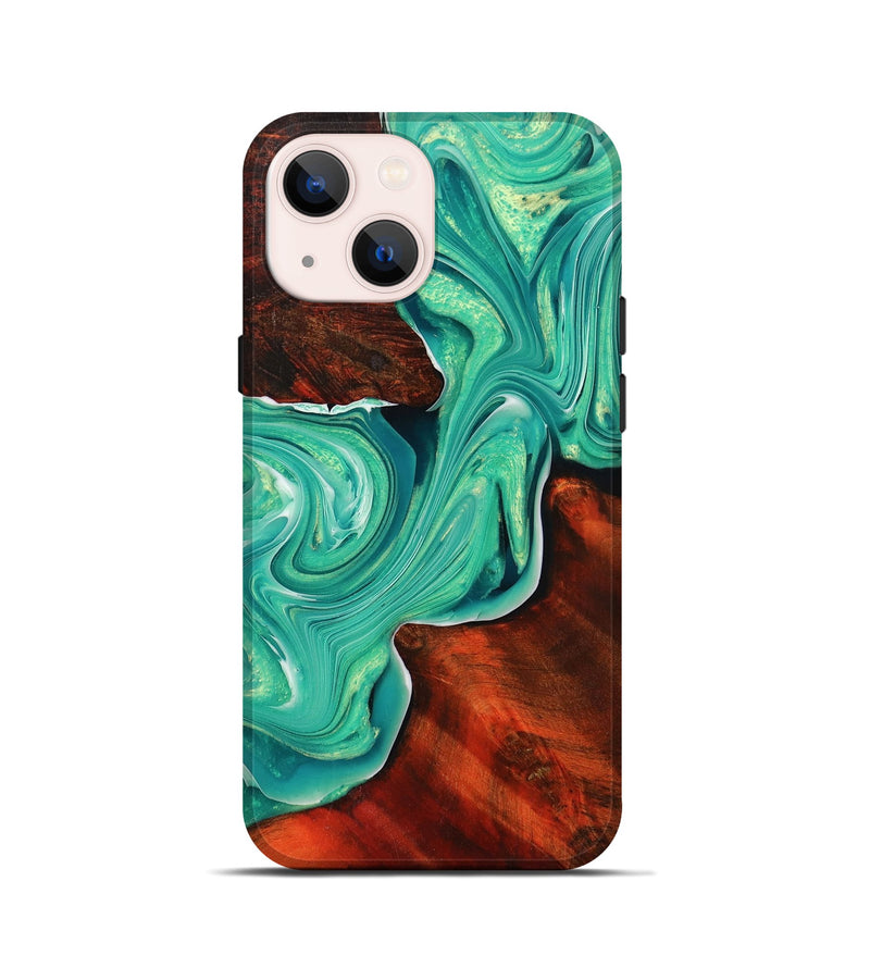 iPhone 13 mini Wood+Resin Live Edge Phone Case - Daleyza (Green, 702098)