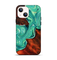 iPhone 14 Wood+Resin Live Edge Phone Case - Daleyza (Green, 702098)