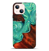 iPhone 14 Plus Wood+Resin Live Edge Phone Case - Daleyza (Green, 702098)