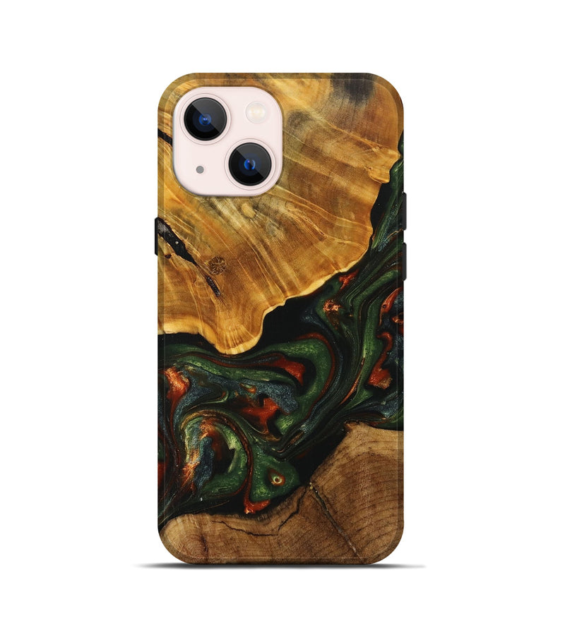 iPhone 13 mini Wood+Resin Live Edge Phone Case - Tanner (Green, 702100)