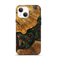 iPhone 14 Wood+Resin Live Edge Phone Case - Tanner (Green, 702100)