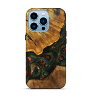iPhone 14 Pro Wood+Resin Live Edge Phone Case - Tanner (Green, 702100)