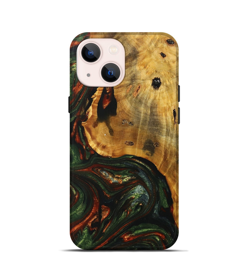 iPhone 13 mini Wood+Resin Live Edge Phone Case - Adelaide (Green, 702101)