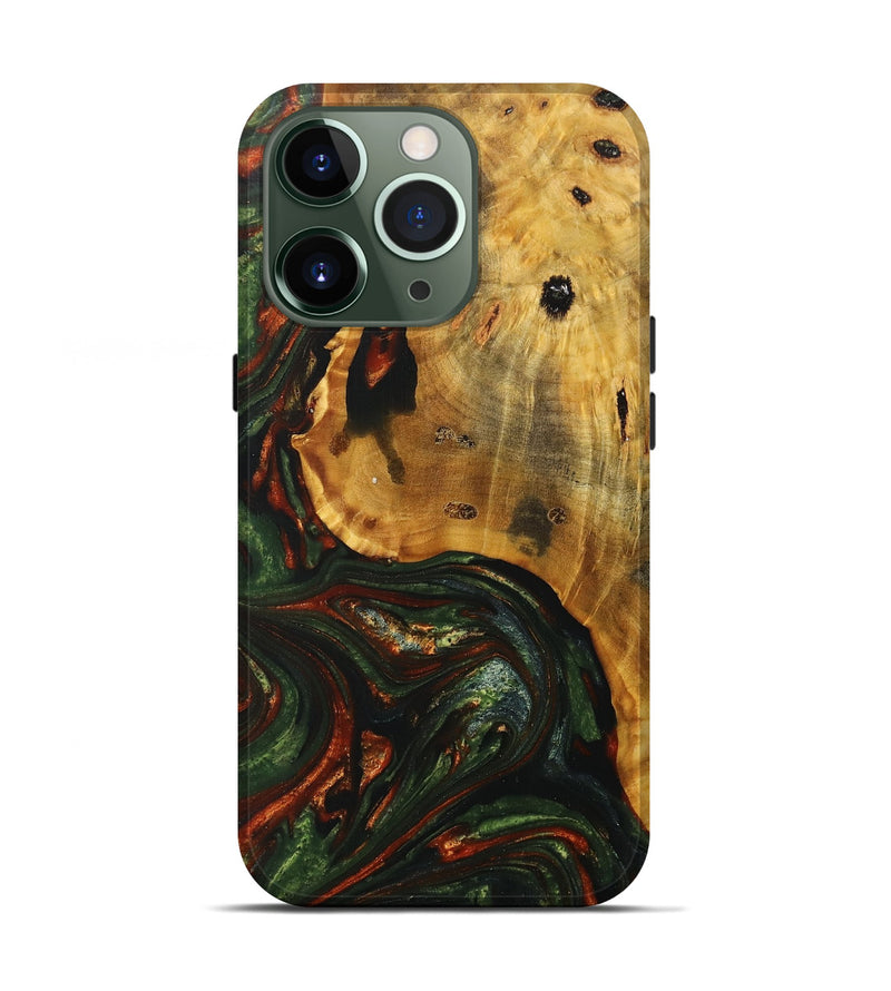 iPhone 13 Pro Wood+Resin Live Edge Phone Case - Adelaide (Green, 702101)