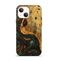 iPhone 14 Wood+Resin Live Edge Phone Case - Adelaide (Green, 702101)