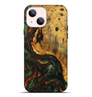 iPhone 14 Plus Wood+Resin Live Edge Phone Case - Adelaide (Green, 702101)
