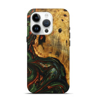 iPhone 15 Pro Wood+Resin Live Edge Phone Case - Adelaide (Green, 702101)