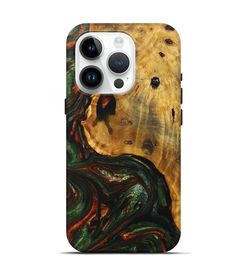 iPhone 15 Pro Wood+Resin Live Edge Phone Case - Adelaide (Green, 702101)