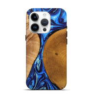 iPhone 15 Pro Wood+Resin Live Edge Phone Case - Kristine (Blue, 702117)