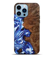 iPhone 14 Pro Max Wood+Resin Live Edge Phone Case - Janine (Blue, 702118)