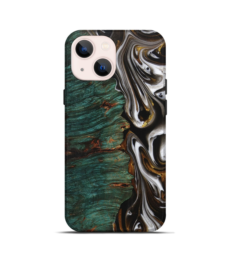 iPhone 13 mini Wood+Resin Live Edge Phone Case - Albert (Black & White, 702124)