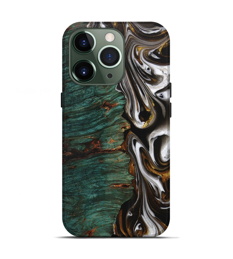 iPhone 13 Pro Wood+Resin Live Edge Phone Case - Albert (Black & White, 702124)