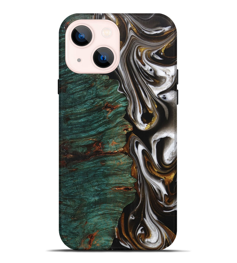 iPhone 14 Plus Wood+Resin Live Edge Phone Case - Albert (Black & White, 702124)