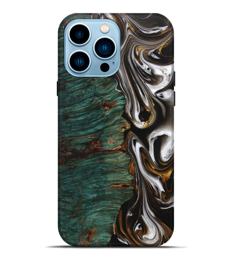iPhone 14 Pro Max Wood+Resin Live Edge Phone Case - Albert (Black & White, 702124)