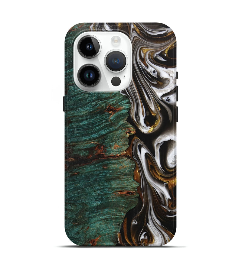 iPhone 15 Pro Wood+Resin Live Edge Phone Case - Albert (Black & White, 702124)