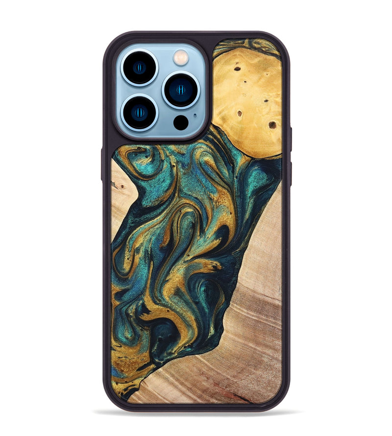 iPhone 14 Pro Max Wood+Resin Phone Case - Sondra (Mosaic, 702162)