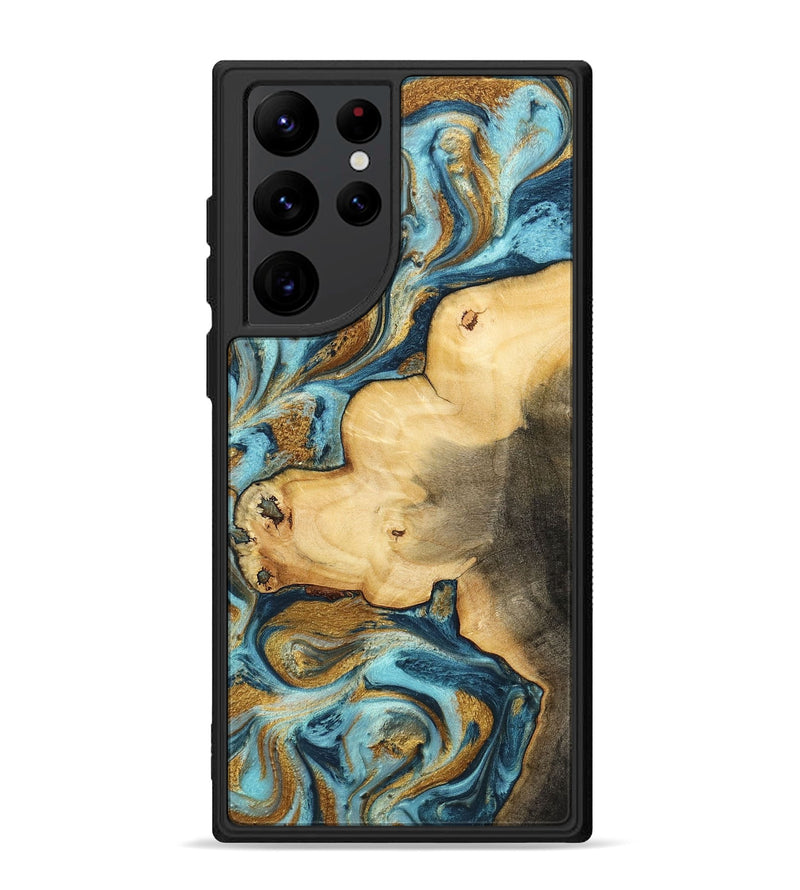 Galaxy S22 Ultra Wood+Resin Phone Case - Sebastian (Teal & Gold, 702164)