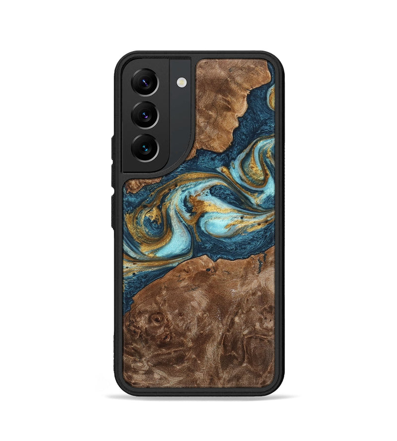 Galaxy S22 Wood+Resin Phone Case - Otto (Teal & Gold, 702170)