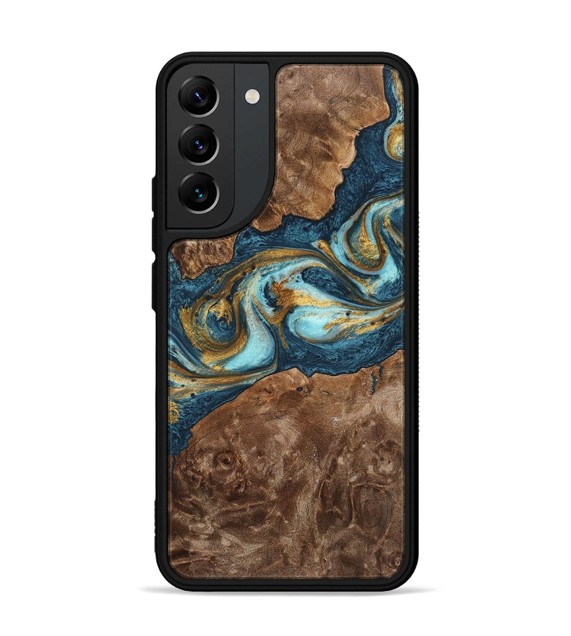 Galaxy S22 Plus Wood+Resin Phone Case - Otto (Teal & Gold, 702170)