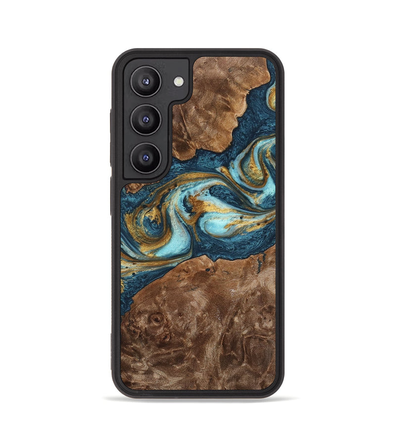 Galaxy S23 Wood+Resin Phone Case - Otto (Teal & Gold, 702170)