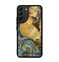 Galaxy S22 Plus Wood+Resin Phone Case - Quentin (Teal & Gold, 702184)