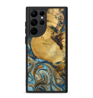 Galaxy S22 Ultra Wood+Resin Phone Case - Quentin (Teal & Gold, 702184)