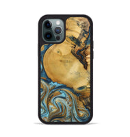 iPhone 12 Pro Wood+Resin Phone Case - Quentin (Teal & Gold, 702184)