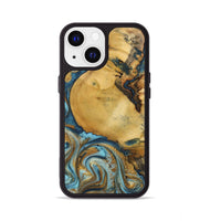 iPhone 13 Wood+Resin Phone Case - Quentin (Teal & Gold, 702184)