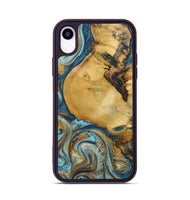 iPhone Xr Wood+Resin Phone Case - Quentin (Teal & Gold, 702184)
