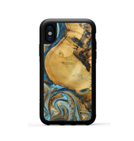 iPhone Xs Wood+Resin Phone Case - Quentin (Teal & Gold, 702184)