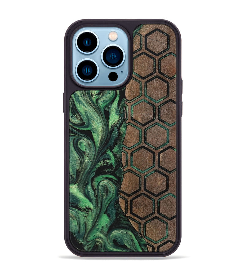 iPhone 14 Pro Max Wood+Resin Phone Case - Edward (Pattern, 702188)