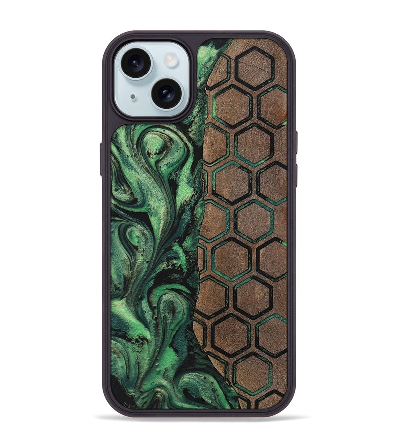 iPhone 15 Plus Wood+Resin Phone Case - Edward (Pattern, 702188)