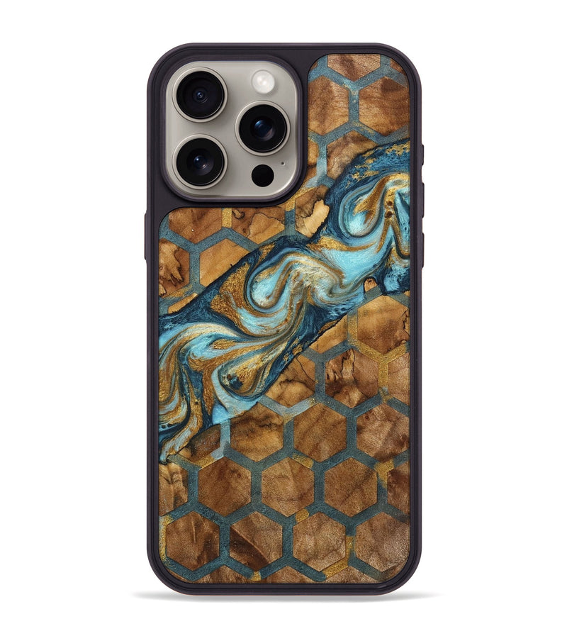 iPhone 15 Pro Max Wood+Resin Phone Case - Opal (Pattern, 702189)