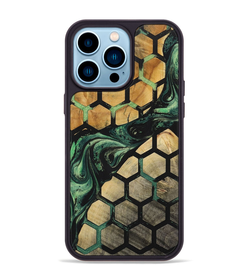 iPhone 14 Pro Max Wood+Resin Phone Case - Deneen (Pattern, 702191)