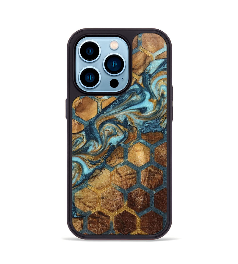 iPhone 14 Pro Wood+Resin Phone Case - Elena (Pattern, 702195)