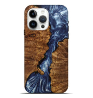 iPhone 15 Pro Max Wood+Resin Live Edge Phone Case - Connie (Blue, 702229)