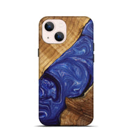 iPhone 13 mini Wood+Resin Live Edge Phone Case - Cathleen (Blue, 702233)