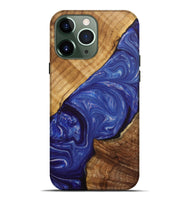 iPhone 13 Pro Max Wood+Resin Live Edge Phone Case - Cathleen (Blue, 702233)