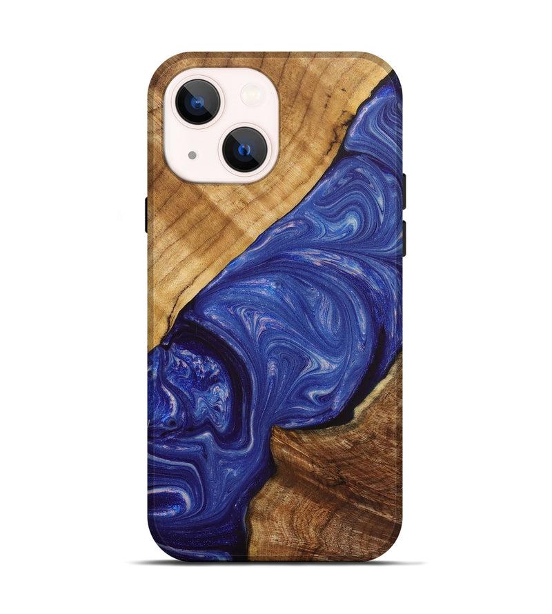 iPhone 14 Wood+Resin Live Edge Phone Case - Cathleen (Blue, 702233)