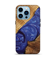 iPhone 14 Pro Wood+Resin Live Edge Phone Case - Cathleen (Blue, 702233)