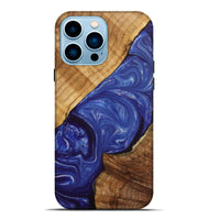 iPhone 14 Pro Max Wood+Resin Live Edge Phone Case - Cathleen (Blue, 702233)
