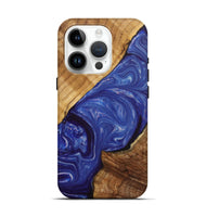 iPhone 15 Pro Wood+Resin Live Edge Phone Case - Cathleen (Blue, 702233)