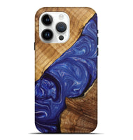 iPhone 15 Pro Max Wood+Resin Live Edge Phone Case - Cathleen (Blue, 702233)