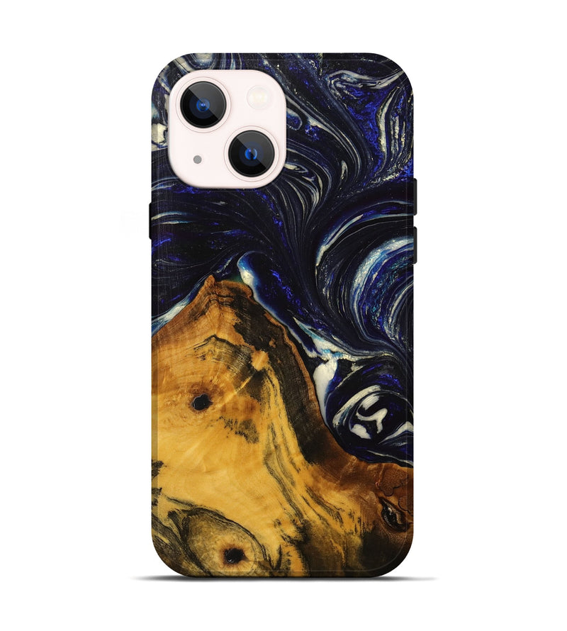 iPhone 14 Wood+Resin Live Edge Phone Case - Nash (Blue, 702235)